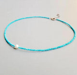 Turquoise Freshwater Pearl Beads Choker Necklace Natural Stone Jewelry For Women