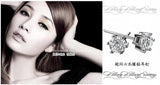 925 Silver Crystal 6-claw Earrings Women Gift Jewelry