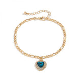Colorful Crystal Heart Charm Bracelet Ladies Jewelry Boho INS Jewelry