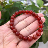 Natural Red Agate Carnelian Bracelet Round Bead Crystal Quartz Healing Stone