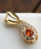 Plated Sunflower Button Zircon Water Drop Necklace Pendant
