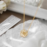 Camellia Pendant Necklace 18K Stainless Steel High Polish