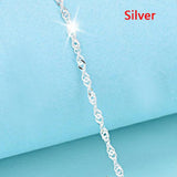 S925 Sterling Silver Water Wave Necklace - Clavicle Chain