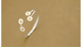 Silver Daisy Flower Cuff Bangle Bracelet Women Accessories