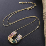 925 Sterling Silver Rainbow U Pendant Double U Necklace European Jewelry