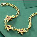 S925 Sterling Silver Red Agate Green Goddess Bracelet