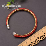 Natural Freshwater Pearl Coral Set Brass Bracelet Women Wedding Engagement