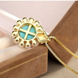Turquoise Raw Ore Silver Necklace with Pine Pendant