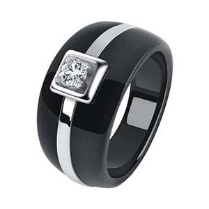 Crystal Ring Stainless Steel Ceramic Rings Healthy Jewelry Gift
