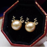 8-9mm Freshwater Pearl Earrings with Crystal Zircon