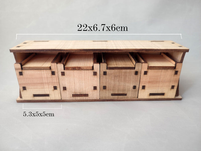 Wooden Jewelry Box, 4-Drawer Organizer, Beads Storage Container