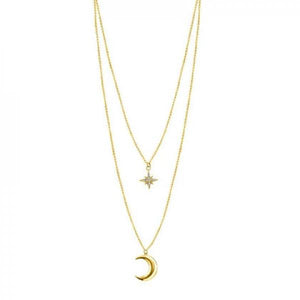925 Silver Zircon Star Moon Pendant Necklaces for Women