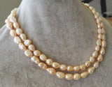 Pink 8-9mm 2 Rows Rice Freshwater Pearl Necklace