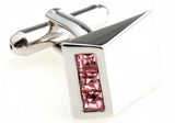 3 Pairs Pink Crystal Rhinestone Cufflinks