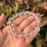 Clear Rock Quartz Bracelet 128 Facets Round Beads Crystal Healing Stone
