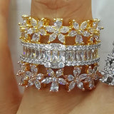 CZ Wedding Ring Set Bridal Engagement Jewelry CZ Full Finger Ring
