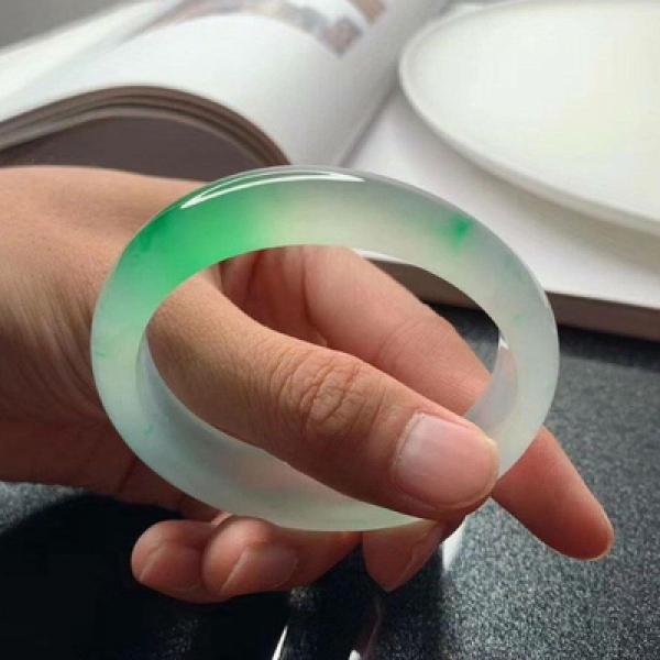 Zheru Natural Burmese Jadeite Two-Color Bracelet 54-64mm