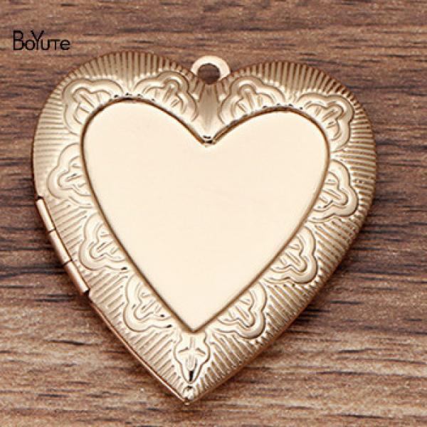 BoYuTe 40*41*8MM Metal Heart Locket Blank Pendant Base