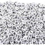 200pcs Mixed Letter Acrylic Beads 6mm Cube Spacer Alphabet Beads for DIY Jewelry