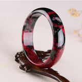 Natural Peach Blossom Jade Bangle Plum Flower Bangles Women Jade Jewelry