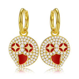 Funny Smile Face Hoop Earrings 925 Silver Women Geometric Star Eye Jewelry