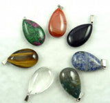 Teardrop Quartz Crystal Turquoise Tiger Eye Pendant Set