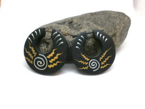 Hand Painted Wooden Hoop Earrings - Boho Hippie Women's Jewelry
