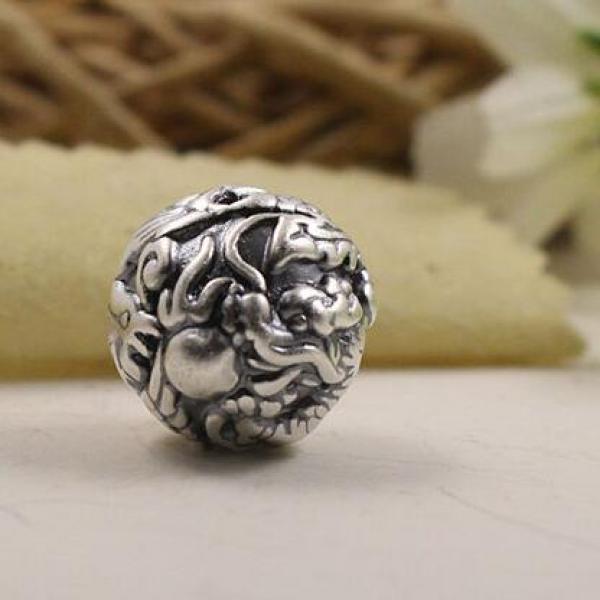 100% 999 Silver Dragon Beads Good Luck DIY Bracelet Beads