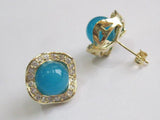 Natural jade & crystal 8mm Round Earrings