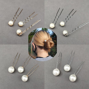 Women U-shaped Pearl Barrette Clip Hairpins Bridal Tiara Hair Accessories
