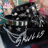 Y2K Gothic Bracelet Skeleton Dark Punk Hot Girl Double Rivet Chain Metal