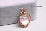 Rose Plated Natural Crystal Powder Love Pendant