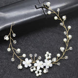 Flower Pearl Headband Pink Headdress Bridal Wedding Hair