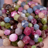 Natural Tourmaline Stone Beads 6 8 10mm Faceted Spacer Beads