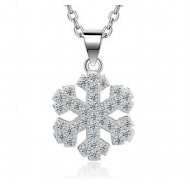 Zircon Snowflakes Pendant Necklace with Full Sparkle