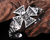 Stainless Steel Evil Skull Death's Head Cross Men Bangle Bracelet