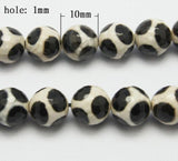 8/10mm Faceted Round Tibetan Style dZi Bead Natural Stone Giraffe Pattern