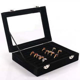7 Slots Velvet Display Case Box Earring Ring Organizer Jewelry Tray