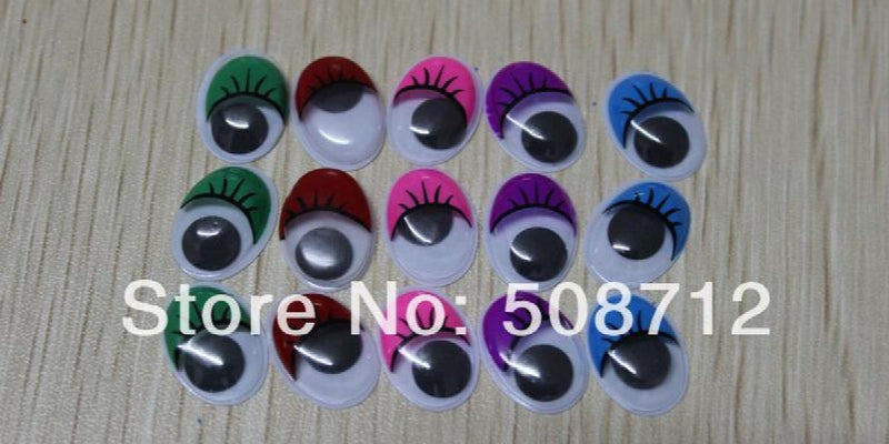 200pcs 15x12mm Oval GOOGLY EYES with EYELASHES CRAFT Kit TOY