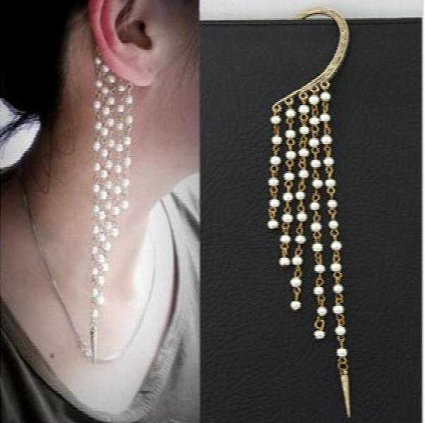 Bohemia Pearl Tassel Ear Cuff Ear Clip