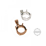 3-20MM Round Prong Bezel Settings 925 Sterling Silver CZ Pendant Charm DIY