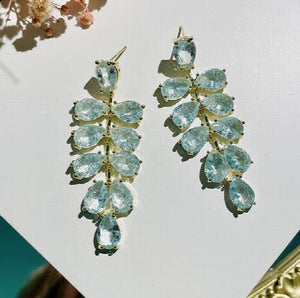 S925 Sterling Silver Ice Zirconium Grape Crystal Earrings