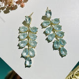 S925 Sterling Silver Ice Zirconium Grape Crystal Earrings