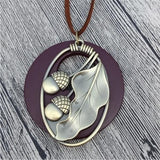 Wooden Leaves Vintage Necklace Long Sweater Chain National Artistic Charm