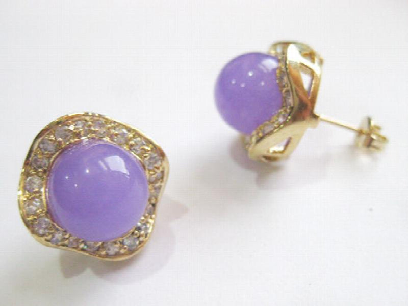 Purple/Pink Natural Jade & Crystal Women's Earrings