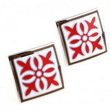 3-Color Flower Enamel Cufflink Epoxy Cuff Link