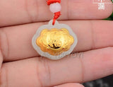 Hetian Jade 18K Fu Lock Pendant Necklace Fine Jewelry