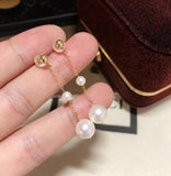 6-9mm Round Freshwater Australia South Sea Pearl Earrings