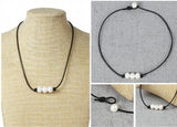 White Freshwater Pearl Leather Necklace, Birthday Wedding Gift