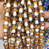 Coffee Mushroom Lampwork Glass Loose Beads for DIY Crafts Jewelry Making
